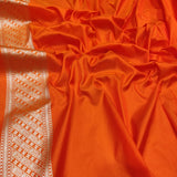 Orange Color Pure Katan Silk Handwoven Banarasi Saree