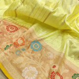 Lemon Color Pure Katan Silk Handwoven Banarasi Saree