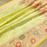 Lemon Color Pure Katan Silk Handwoven Banarasi Saree