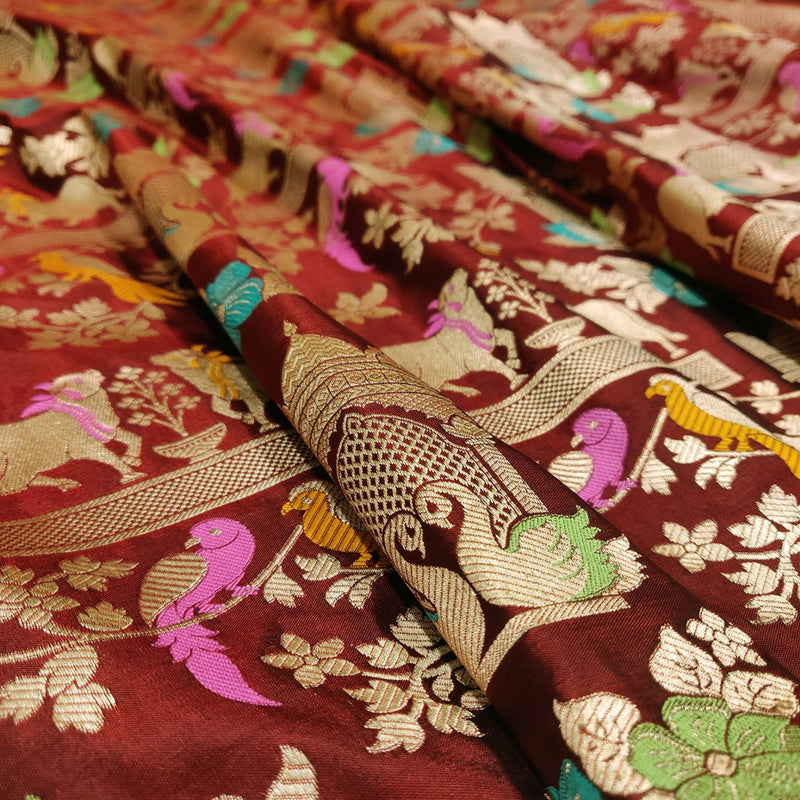 Brown Color Pure Katan Silk Handwoven Banarasi Saree