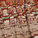 Brown Color Pure Katan Silk Handwoven Banarasi Saree