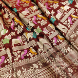 Brown Color Pure Katan Silk Handwoven Banarasi Saree