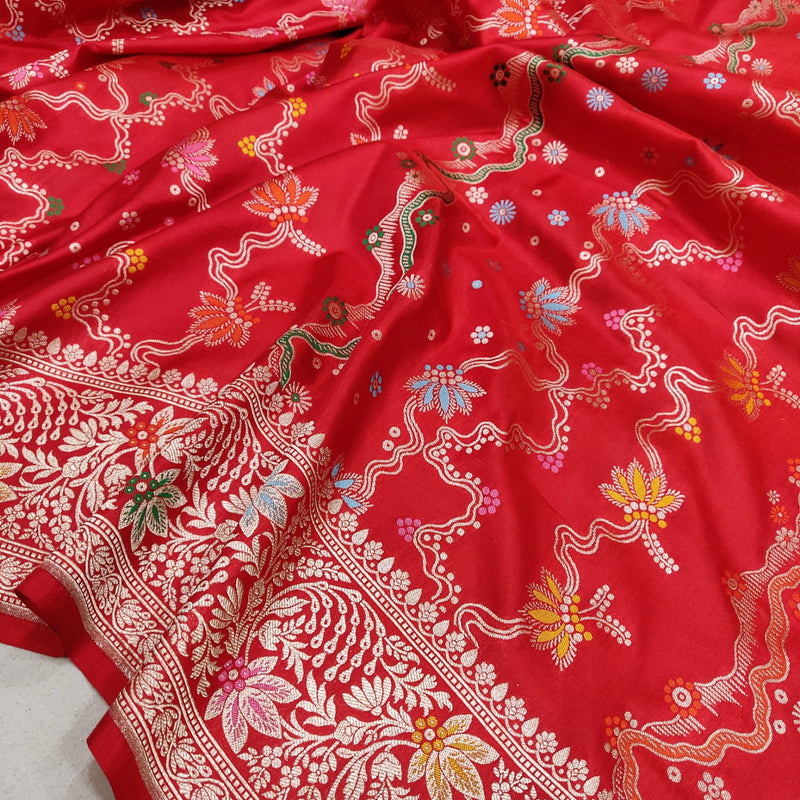 Red Colour Pure Katan Silk Handwoven Banarasi Saree