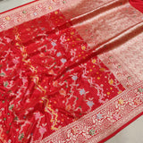 Red Colour Pure Katan Silk Handwoven Banarasi Saree