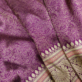 Wine Color Pure Katan Silk Handwoven Tanchoi Banarasi Saree