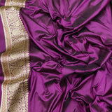 Wine Color Pure Katan Silk Handwoven Tanchoi Banarasi Saree