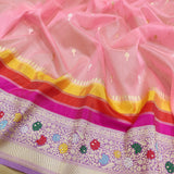 Pink Color Pure Kora Silk Handwoven Banarasi Saree