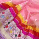 Pink Color Pure Kora Silk Handwoven Banarasi Saree