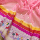 Pink Color Pure Kora Silk Handwoven Banarasi Saree