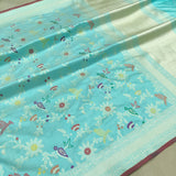 Sky Blue Colour Pure Katan Silk Handwoven Banarasi Saree