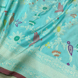 Sky Blue Colour Pure Katan Silk Handwoven Banarasi Saree