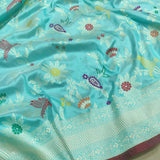 Sky Blue Colour Pure Katan Silk Handwoven Banarasi Saree