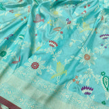 Sky Blue Colour Pure Katan Silk Handwoven Banarasi Saree