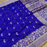 Blue Color Pure Katan Silk Handwoven Banarasi Saree