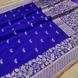 Blue Color Pure Katan Silk Handwoven Banarasi Saree