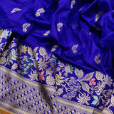 Blue Color Pure Katan Silk Handwoven Banarasi Saree