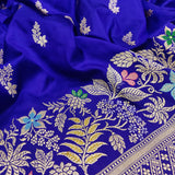 Blue Color Pure Katan Silk Handwoven Banarasi Saree