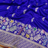Blue Color Pure Katan Silk Handwoven Banarasi Saree