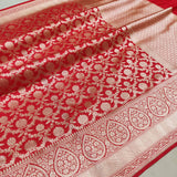 Red Color Pure Katan Silk Handwoven Banarasi Saree