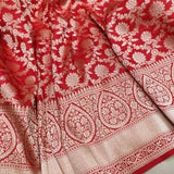 Red Color Pure Katan Silk Handwoven Banarasi Saree