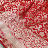 Red Color Pure Katan Silk Handwoven Banarasi Saree