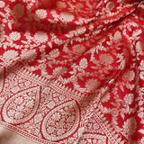 Red Color Pure Katan Silk Handwoven Banarasi Saree