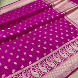 Magenta Colour Pure Katan Silk Handwoven Banarasi Saree