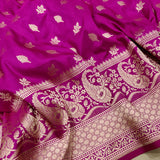 Magenta Colour Pure Katan Silk Handwoven Banarasi Saree