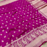 Magenta Colour Pure Katan Silk Handwoven Banarasi Saree