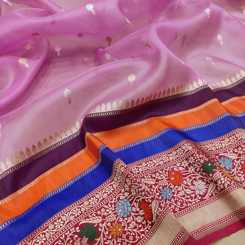 Pure kora Handwoven banarasi saree