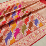 Multicolor Pure Katan Silk Handwoven Banarasi Saree