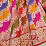 Multicolor Pure Katan Silk Handwoven Banarasi Saree