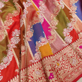 Multicolor Pure Katan Silk Handwoven Banarasi Saree