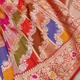 Multicolor Pure Katan Silk Handwoven Banarasi Saree