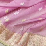 Pink Color Pure Kora Silk Handwoven Banarasi Saree