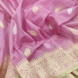 Pink Color Pure Kora Silk Handwoven Banarasi Saree