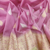 Pink Color Pure Kora Silk Handwoven Banarasi Saree