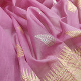 Pink Color Pure Kora Silk Handwoven Banarasi Saree