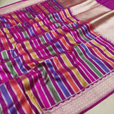 Multicolor Pure Katan Silk Handwoven Banarasi Saree