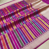 Multicolor Pure Katan Silk Handwoven Banarasi Saree