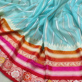 Sky Blue Colour Kora Silk Handwoven Banarasi Saree