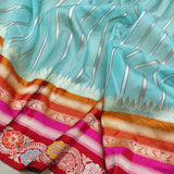 Sky Blue Colour Kora Silk Handwoven Banarasi Saree