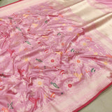 Pastel Colour Pure Katan Silk Handwoven Banarasi Saree