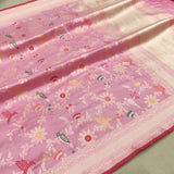 Pastel Colour Pure Katan Silk Handwoven Banarasi Saree