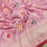 Pastel Colour Pure Katan Silk Handwoven Banarasi Saree