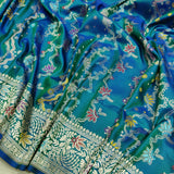 Dual Shade Pure Katan Silk Handwoven Banarasi Saree