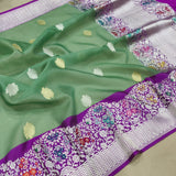 Pure Kora Silk Handwoven Banarasi Saree