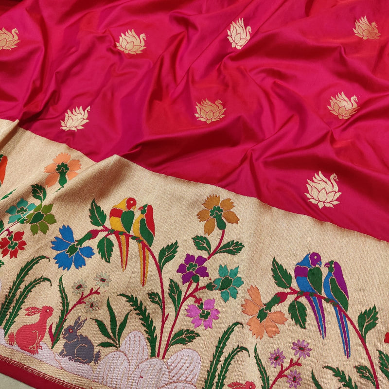 Pink Colour Pure Katan Silk Handwoven Banarasi Saree