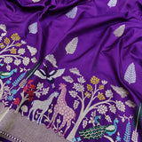 Purple Color Pure Katan Silk Handwoven Banarasi Saree