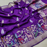 Purple Color Pure Katan Silk Handwoven Banarasi Saree